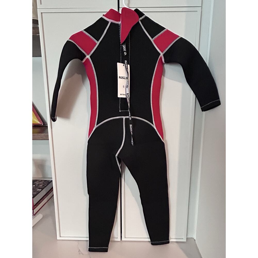 Hisea Kids Scuba Donkey Neoprene Wetsuit Size‎ 12, Black W/Red Trim